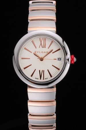 Bvlgari Lvcea 102197 LU33C6SSPGD Classic White Dial Pink Gold Indexes Two Tone Bracelet Watch BV038
