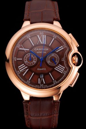 Cartier Ballon Bleu Sports Style Rose Gold SS Chronograph Watch KDT322 Quality Movement