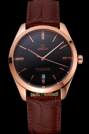 Omega De Ville Trésor Co-axial Master Chronometer Rose Gold Case Black Dial With Clous de Paris Stick Marker/Pointer Watch