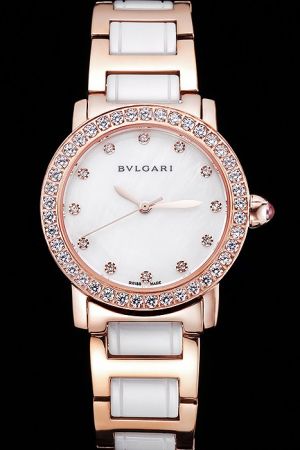 Bvlgari Bvlgari 102375 BBL33WSDS/12 MOP Pearl Dial Gold Diamonds Markers&Bezel Two Tone Bracelet Watch BV064