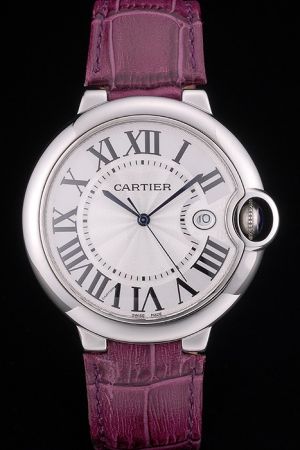 Cartier Couples Swiss Automatic Ballon Bleu Suits 42mm Watch SKDT368 Purple Leather Bracelet