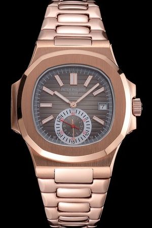 PP Nautilus 18K Rose Gold Cushion-shaped Case Gray Striated Dial 40mm Rep Watch 5980/1R-001