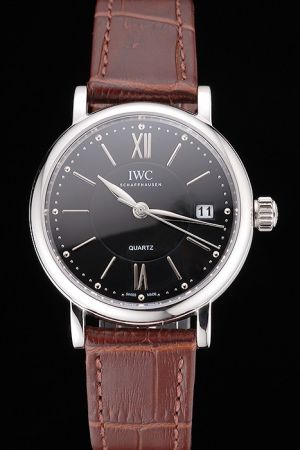 Imitated IWC Portofino 36mm Black Dial Roman Stick Scale Men Quartz Watch
