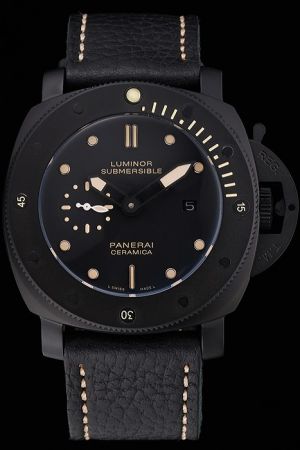 Panerai Luminor Submersible Dots Scale Leather Strap Guy Black PVD 42MM Clone Watch PN127