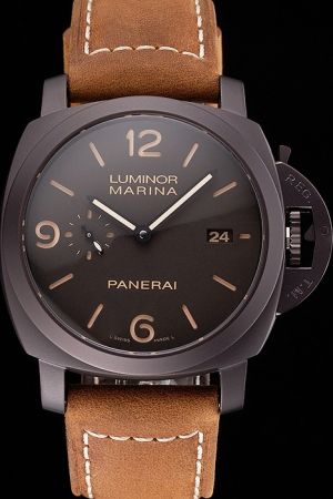 Panerai Luminor Marina Brown Dial & Leather Strap Guy Quality Swiss Date Watch PN147