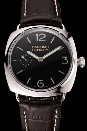Panerai Radiomir PAM00620 Black Dial Brown leather Strap Mens SS Quality Swiss Watch PN103