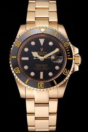 Knockoff Rolex Submariner 18k Gold Plated SS Case/Bracelet Ceramic Rotating Bezel Luminous Scale Mercedes Hands Date Male Watch Ref.116618