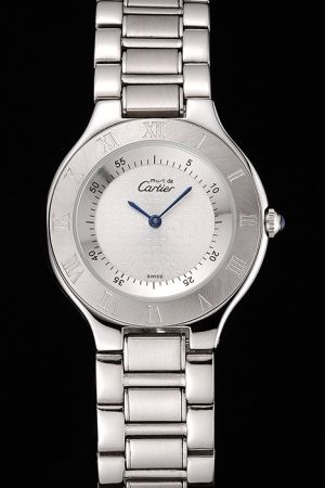 Cartier Pasha All Silver Design 33mm Unisex Casual Watch Copy KDT385 Hour Index Bezel