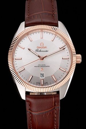Omega Constellation Globemaster Co-Axial Chronometer Rose Gold Fluted Bezel Silver Pie-pan Dial Luminous Rose Gold Scale/Pointer Watch 130.53.39.21.02.001