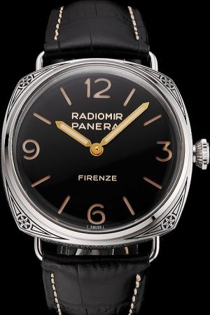 Panerai Radiomir Firenze PAM00604 Limited Edition Cushion Stainless Steel Case Black Watch PN048