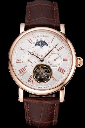 PP Grand Complications Tourbillon Moonphase Rose Gold Case Perpetual Calender Watch