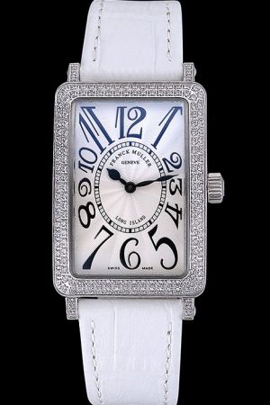 Franck Muller New Long Island 1002 QZ REL MOP D(OG) Classic Platinum Diamonds White Quartz Watch FM005