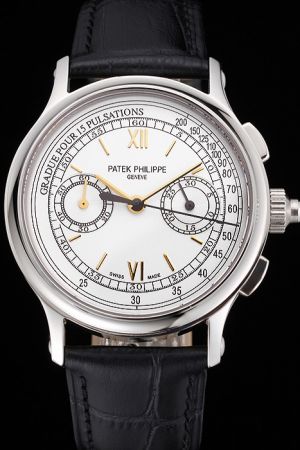 Swiss Patek Philippe Chronograph Yellow Gold Scale Pulsations Marker Two Sub-dials Watch