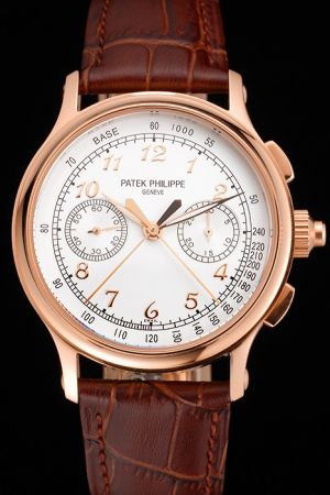 Swiss PP Grand Complication Chronograph Rose Gold Case Arabic Track Scale Double Second Hands Watch 5170J-001