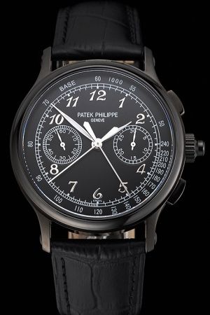 Swiss Patek Philippe Grand Complication Chronograph Ion-plated Case Silver Pointers&Arabic Scale Men Watch