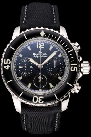 Swiss Blancpain Fifty Fathoms Chronograph 5085F-1130-52 Stainless Steel Bezel Black Watch Replica BP012
