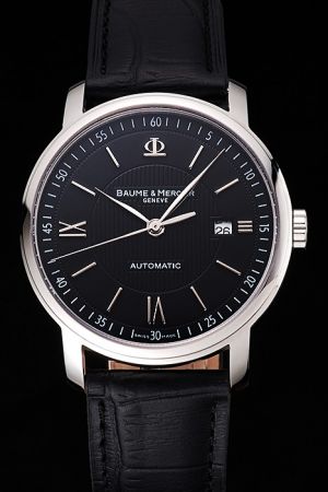 Baume & Mercier Classima MOA08850 Black Dial Black Leather Strap Swiss Made Watch Copy BM003