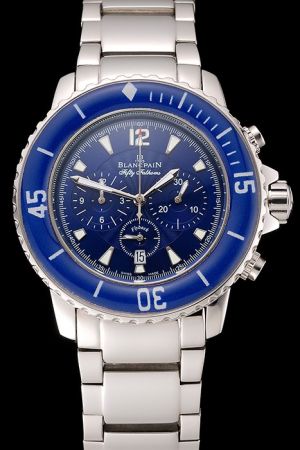 Blancpain 5085F.B-1140-71B Fifty Fathoms Chronograph Flyback Blue Dial Stainless Steel Bracelet Watch BP008