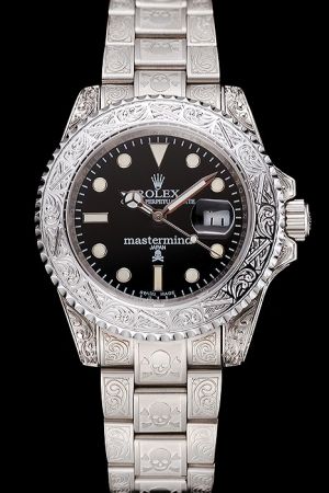 Rolex Submariner Mastermind Japan Silver Embossed Pattern Case/Bezel/Bracelet Luminous Scale/Index Date Display SS Limited Watch 1454081