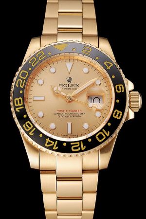 Rolex GMT Master II Gold Case/Bracelet Black Bidirectional Rotatable Bezel Gold Face Luminous Marker/Hand Swiss Men’s Watch