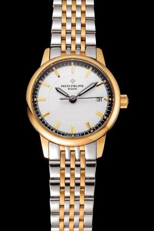 Lady PP Calatrava Yellow Gold Case Black Minute Perimeter Two-tone Bracelet Watch