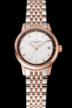 PP Calatrava 18k Rose Gold Case&Scale Luminous Hands Black Minute Rim Lady Watch