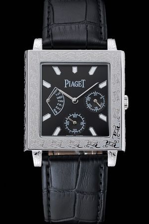 Piaget Emperador Square Paisley Case Black Dial Luminous Hour Scale Fan-shaped Week Sub-dial Two Round Sub-dials Limited Watch