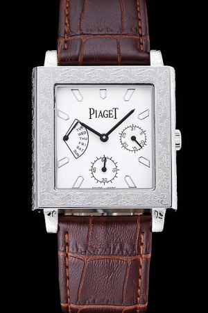 Piaget Emperador Square Paisley Case White Dial Luminous Scale Black Baton Pointer Three Sub-dials Rep Quartz Watch