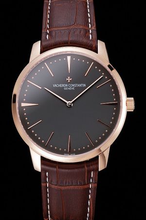 Imitation Swiss Vacheron Constantin Patrimony 42MM Rose Gold Case Grey Dial Two Hands Watch 81180/000R-9283