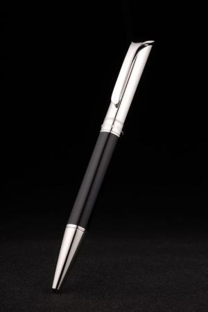 Bvlgari Silver Black Lacquer in middle Ballpoint Retractable Pen Quality Replacement Discounted PE009