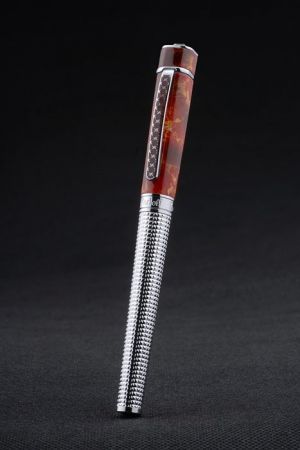 Korloff Stainless Steel Body Red Jade Cat Ballpoint Pen Lustrous Medium Point Smooth Writing Business PE004