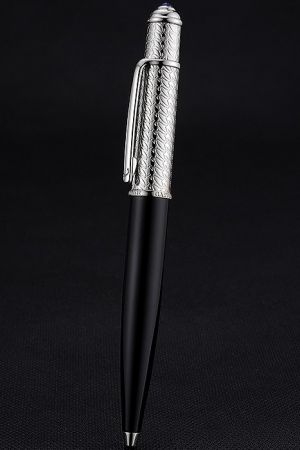 Cartier Black Barrel Silver Cap Ballpoint Pen All metal Casing High Quality Lovely Birthday Gift PE050
