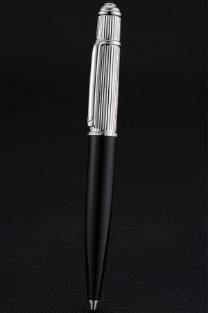 Cartier Black Holder Silver Cap Ballpoint Pen  Classic Modern Look Most Popular Style PE053