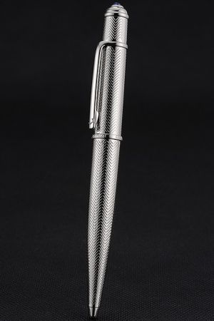 Cartier Replica Wave Engraving Silver Chrome Finish Ballpoint Pen Professional Writing Tool PE061