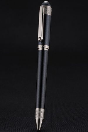 Tibaldi Bentley Classic Design Silver Rimmed Black Body Ball Point Pen Extra Fine Point Blank Ink PE015