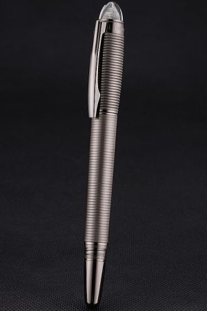 MontBlanc Starwalker Horizontally Grooved Silver Grey Ballpoint Pen With Twist Mechanism PE099