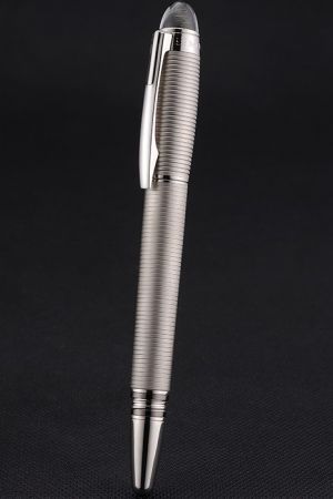 MontBlanc Horizontal Engraving Matte Silver Ballpoint Pen Replica With Quality Box For Sale PE100
