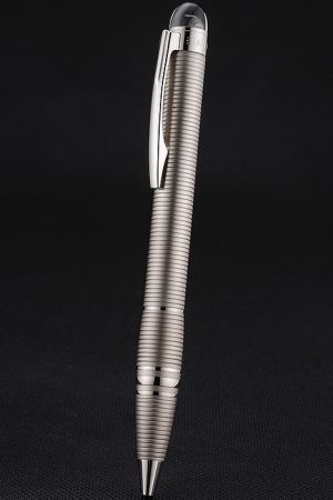 MontBlanc Matte Silver Stripes Ballpoint Pen Contemporary Beauty Non-reflective Elegant Design PE105
