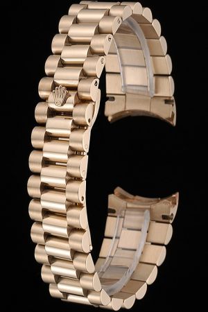 Replica Rolex Yellow Gold Stainless Steel Luxury Bracelet with Security Hide Clasp.