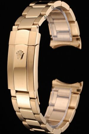 Rolex 18k Gold Polished and Brushed Stainless Steel Bracelet with Fold Over Clasp