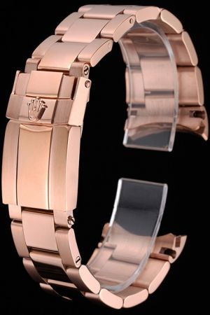 Luxury Rolex Replica Rose-gold Stainless Steel Oyster Bracelet with Fold Over Clasp
