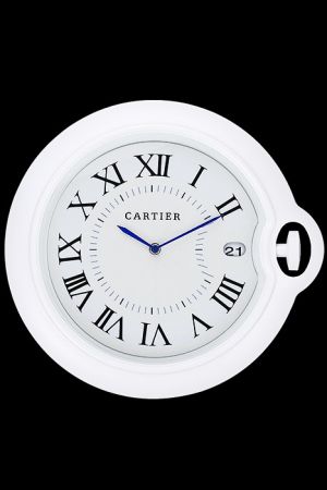 Ballon Bleu de Cartier Ivory White Wall Clock Replica Roman Numbers Blue Sword Hands WC005