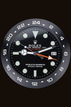 Rolex Explorer II Round Black Wall Clock With Date 24-Hour Bezel Luminous In The Dark Large Modern Elegant Clock WC021