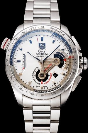 TAG Heuer Grand Carrera Stick Marker Tachymetre Bezel H-shaped Steel Bracelet Watch