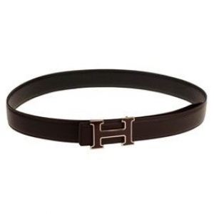 Hermes Two-tone H Buckle Dark Brown Reversible Grained Leather Strap Male Copy Belt Online