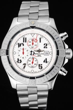 Breitling Avenger White Dial Black Arabic Marker White Hands Stainless Steel Watch