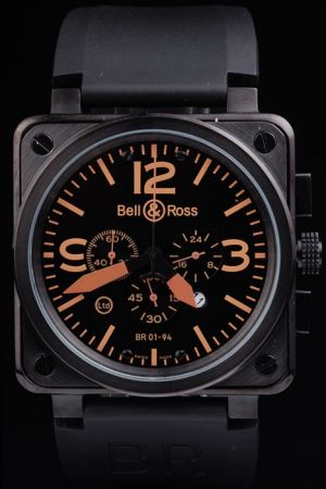 Bell & Ross BR 01-94 Carbon Orange Markers Black Square Watch Replacement Buy Cheap Price in USA BR008