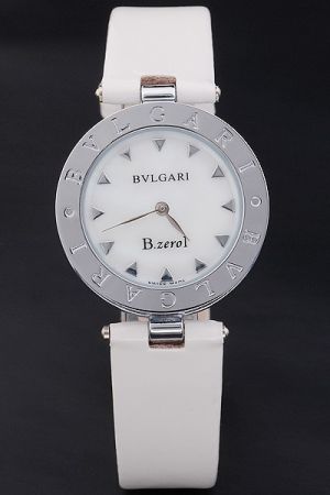 Bvlgari B.zero1 Triangle Indexes White Dial White Leather Strap Graceful Vintage Watch On Sale BV018