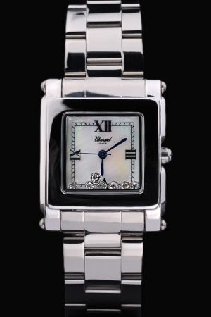 Chopard Happy Sport 27/8349-23 Square Dial Stainless Steel Diamonds Quartz Watch Replica CP009