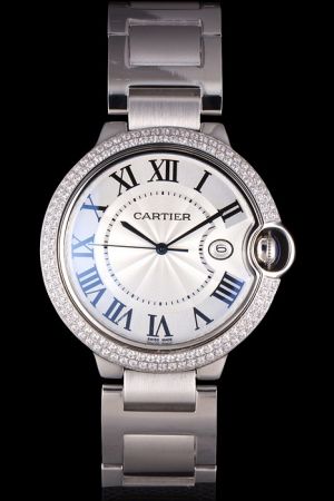 Cartier Ballon Bleu Diamonds Bezel Ref  WE902006 Appointment Couples Watch Clone KDT328 S/Steel Strap